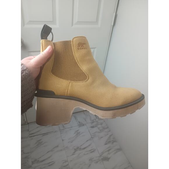 Sorel Hi-Line Heel Chelsea Boot Umber/ceramic color Women Size 10 Chunky Winter - Picture 3 of 9